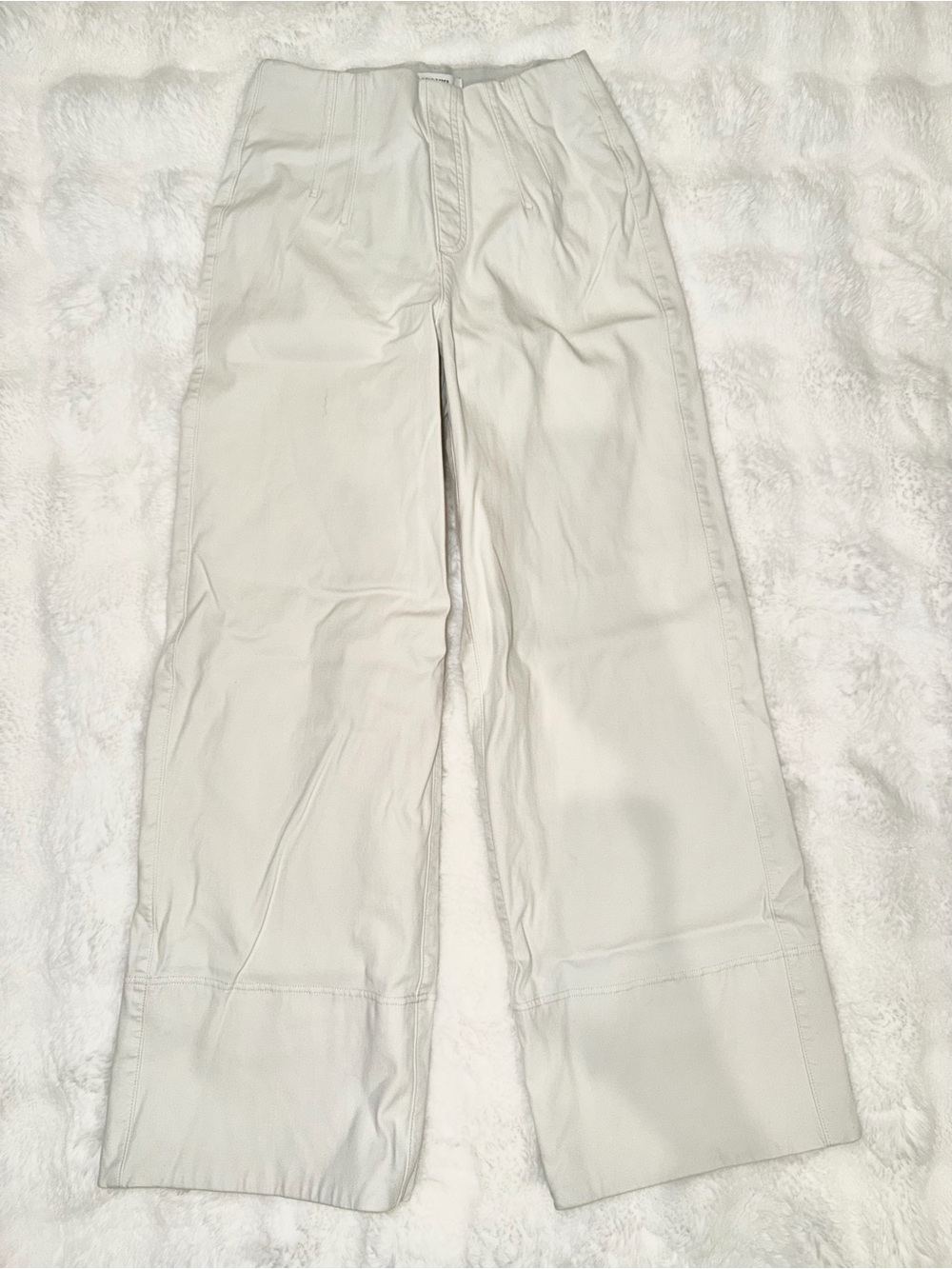 SPANX Light Ivory Twill Tall XS stretch twill cropped pants